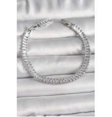 Pirinç Gümüş Renk Zirkon Taşlı Su Yolu Model Kadın Bileklik