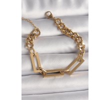 316L Çelik Gold Renk 2'Li Zincir Model Kadın Bileklik