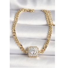 Pirinç Gold Renk Zincir Kare Zirkon Taş Model Xuping VIP Seri Kadın Bileklik
