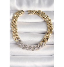 Pirinç Gold Renk Zirkon Taşlı Halka Zincir Xuping VIP Seri Exculusive Kadın Bileklik