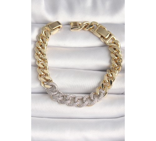 Pirinç Gold Renk Zirkon Taşlı Halka Zincir Xuping VIP Seri Exculusive Kadın Bileklik Pirinç Gold Renk Zirkon Taşlı Halka Zincir Xuping VIP Seri Exculusive Kadın Bileklik