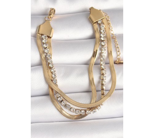 316L Çelik Gold Renk 2'Li İtalyan Zincir Model Zirkon Taşlı Kadın Bileklik 316L Çelik Gold Renk 2'Li İtalyan Zincir Model Zirkon Taşlı Kadın Bileklik
