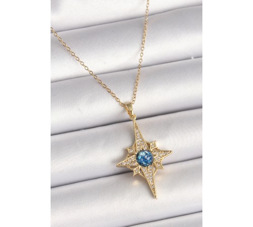 316L Çelik Gold Renk Zirkon Taşlı Kutup Yıldız Model Kadın Kolye 316L Çelik Gold Renk Zirkon Taşlı Kutup Yıldız Model Kadın Kolye