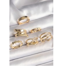 Pirinç Gold Renk İşlemeli Plaka Model 6'Lı Kadın Yüzük Seti