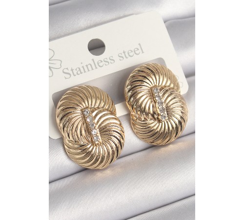 Pirinç Gold Renk Zirkon Taşlı Sarmal Model Kadın Küpe Pirinç Gold Renk Zirkon Taşlı Sarmal Model Kadın Küpe
