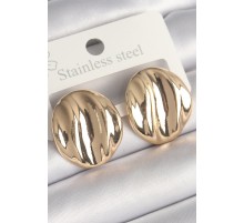 Pirinç Gold Renk İşlemeli Daire Plaka Model Kadın Küpe