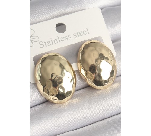 Pirinç Gold Renk İşlemeli Bombe Oval Model Kadın Küpe Pirinç Gold Renk İşlemeli Bombe Oval Model Kadın Küpe
