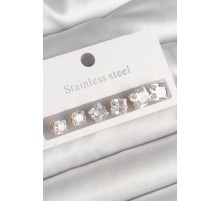 316L Çelik Gold Renk Kare Zirkon Taş Model Kadın Küpe Seti