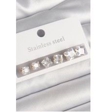 316L Çelik Gold Renk Kare Zirkon Taş Model Kadın Küpe Seti