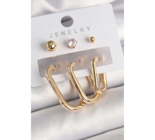Pirinç Gold Renk Halka Model Zirkon Taş Topçuk Detay Kadın Küpe Seti Pirinç Gold Renk Halka Model Zirkon Taş Topçuk Detay Kadın Küpe Seti