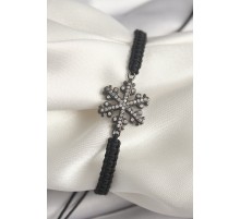 Pirinç Füme Renk Zirkon Taşlı Kar Tanesi Figür Makrome Asansörlü Model Kadın Bileklik