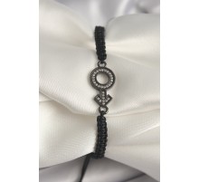 Pirinç Füme Renk Zirkon Taşlı Venüs Mars Asansörlü Makrome Model Kadın Bileklik