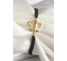 Pirinç Gold Renk Zirkon Taş İşlemeli Zambak Figür Asansörlü Makrome Model Kadın Bileklik