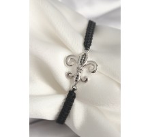 Pirinç Gümüş Renk Zirkon Taş İşlemeli Zambak Model Asansörlü Makrome Model Kadın Bileklik