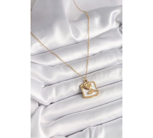 316L Çelik Gold Renk Zincir Beyaz Mineli Gül Portre Model Kadın Kolye 316L Çelik Gold Renk Zincir Beyaz Mineli Gül Portre Model Kadın Kolye