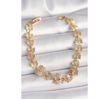 Pirinç Gold Renk Zirkon Taşlı Kelebek Model Zincir Kadın Bileklik