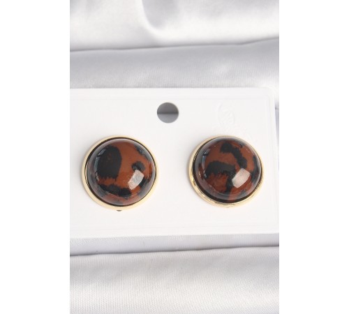 Pirinç Gold Renk 3D Daire Leopar Model Kadın Küpe Pirinç Gold Renk 3D Daire Leopar Model Kadın Küpe
