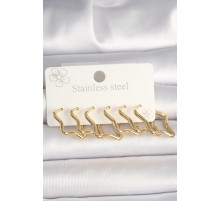 316L Çelik Gold Renk Yıldız Model Kadın Küpe Seti