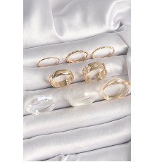 Pirinç Gold Renk Beyaz Akrilik Plastik Modek Kutup Yıldız İşleme Detay Kadın Yüzük Kombini