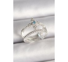 Pirinç Gümüş Renk Zirkon Taşlı Ayarlanabilir Model Kadın Yüzük