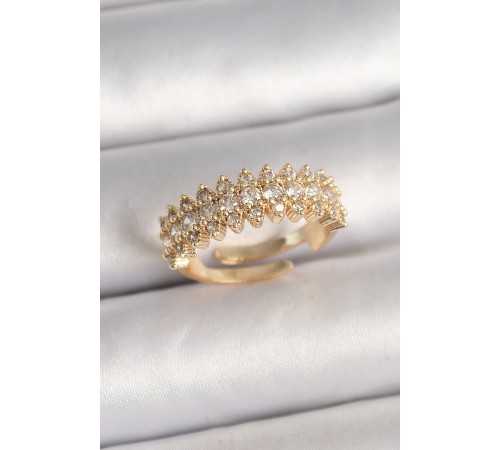 Pirinç Gold Renk Zirkon Taşlı Ayarlanabilir Model Kadın Yüzük Pirinç Gold Renk Zirkon Taşlı Ayarlanabilir Model Kadın Yüzük