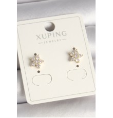 Pirinç Gold Renk Zirkon Taşlı Çiçek Model Xuping Kadın Küpe