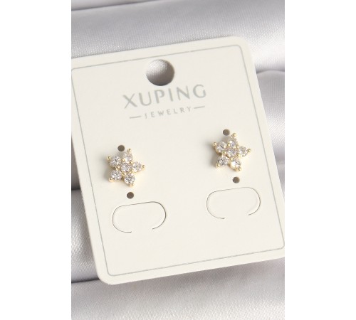 Pirinç Gold Renk Zirkon Taşlı Çiçek Model Xuping Kadın Küpe Pirinç Gold Renk Zirkon Taşlı Çiçek Model Xuping Kadın Küpe