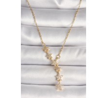 316L Çelik Gold Renk Zincir Zirkon Taşlı Yıldız Model Kadın Kolye