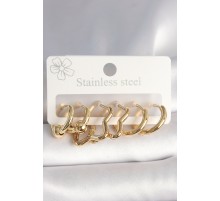 316L Çelik Gold Renk Yıldız Halka Model Kadın Küpe Seti