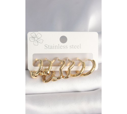 316L Çelik Gold Renk Yıldız Halka Model Kadın Küpe Seti 316L Çelik Gold Renk Yıldız Halka Model Kadın Küpe Seti