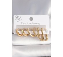 316L Çelik Gold Renk Kare Halka Model Kadın Küpe Seti