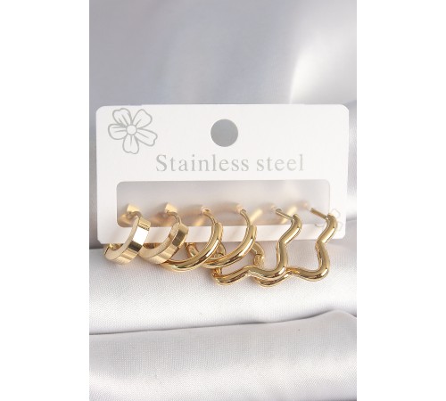316L Çelik Gold Renk Yıldız Halka Model Kadın Küpe Seti 316L Çelik Gold Renk Yıldız Halka Model Kadın Küpe Seti