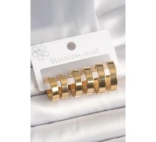 316L Çelik Gold Renk Halka Model Kadın Küpe Seti