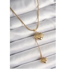 316L Çelik Gold Renk Tüp Zincir Model 3D Sallantı Kalp Model Kadın Kolye