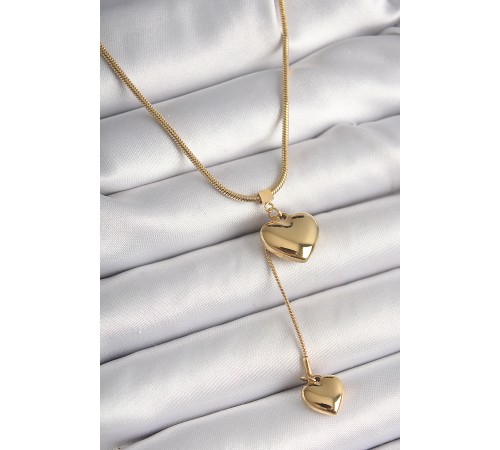 316L Çelik Gold Renk Tüp Zincir Model 3D Sallantı Kalp Model Kadın Kolye 316L Çelik Gold Renk Tüp Zincir Model 3D Sallantı Kalp Model Kadın Kolye