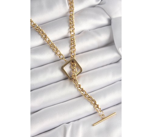 316L Çelik Gold Renk Zincir Model Kare Figür Kadın Kolye 316L Çelik Gold Renk Zincir Model Kare Figür Kadın Kolye
