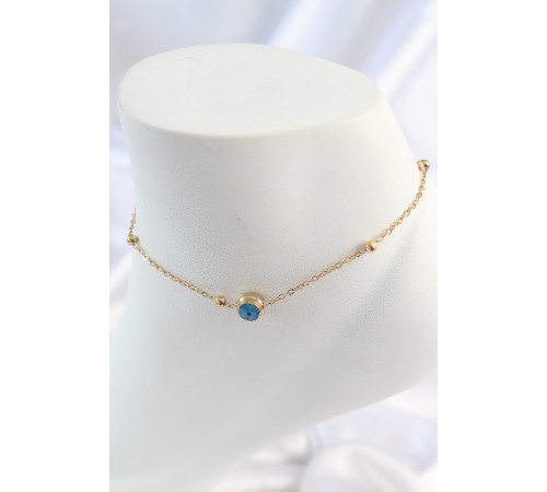 316L Çelik Gold Renk Nazar Boncuk Model Kadın Halhal 316L Çelik Gold Renk Nazar Boncuk Model Kadın Halhal