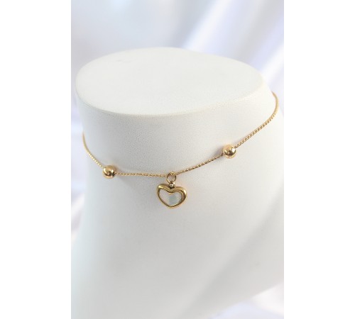 316L Çelik Gold Renk Sallantı Mineli Kalp Figür Topçuk Detay Kadın Halhal 316L Çelik Gold Renk Sallantı Mineli Kalp Figür Topçuk Detay Kadın Halhal