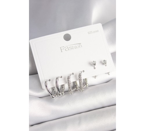 925 Ayar Gümüş Çivi Pirinç Gümüş Renk Zirkon Taşlı Tiffany Halka Model Kadın Küpe Seti 925 Ayar Gümüş Çivi Pirinç Gümüş Renk Zirkon Taşlı Tiffany Halka Model Kadın Küpe Seti