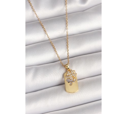 316L Çelik Gold Renk Zincir Zirkon Taşlı Yonca Model Kadın Kolye 316L Çelik Gold Renk Zincir Zirkon Taşlı Yonca Model Kadın Kolye