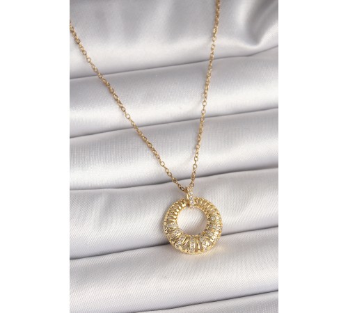 316L Çelik Gold Renk Zincir Zirkon Taş İşlemeli Daire Model Kadın Kolye 316L Çelik Gold Renk Zincir Zirkon Taş İşlemeli Daire Model Kadın Kolye