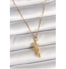 316L Çelik Gold Renk Zincir Sarılma Model Kadın Kolye