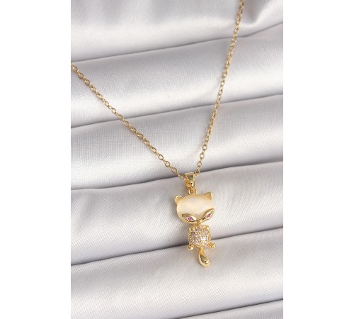 316L Çelik Gold Renk Zincir Zirkon Taşlı Kedi Model Kadın Kolye 316L Çelik Gold Renk Zincir Zirkon Taşlı Kedi Model Kadın Kolye