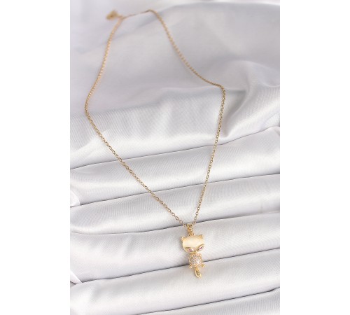 316L Çelik Gold Renk Zincir Zirkon Taşlı Kedi Model Kadın Kolye 316L Çelik Gold Renk Zincir Zirkon Taşlı Kedi Model Kadın Kolye