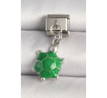316L Çelik Gümüş Renk Yeşil Kaplumbağa Model Nomination Charm