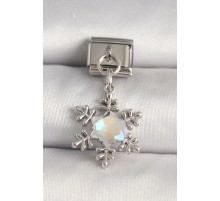 316L Çelik Gümüş Renk Zirkon Taşlı Kar Tanesi Model Nomination Charm