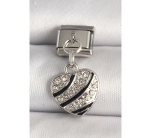 316L Çelik Gümüş Renk Zirkon Taşlı Kalp Model Nomination Charm