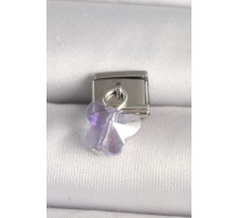 316L Çelik Gümüş Renk Mor Zirkon Taşlı Nomination Charm