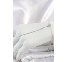 Pirinç Gümüş Renk Su Yolu Zirkon Taşlı İşlemeli Yonca Model Kadın Şahmeran