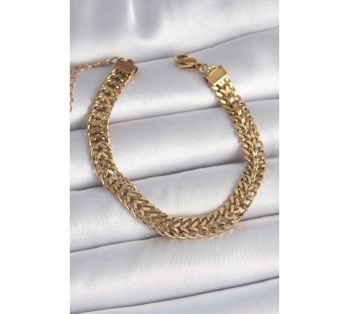 316L Çelik Gold Renk Hasır Zincir Model Kadın Bileklik 316L Çelik Gold Renk Hasır Zincir Model Kadın Bileklik
